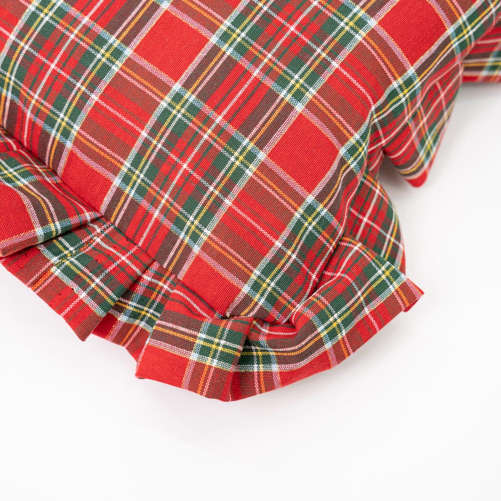 Tartan Rectangular Cushion with Ruffles