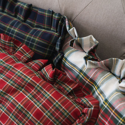 Cuscino Rettangolare Tartan con Volant