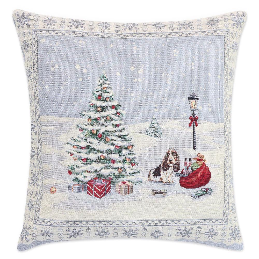 Christmas embroidered dog cushion