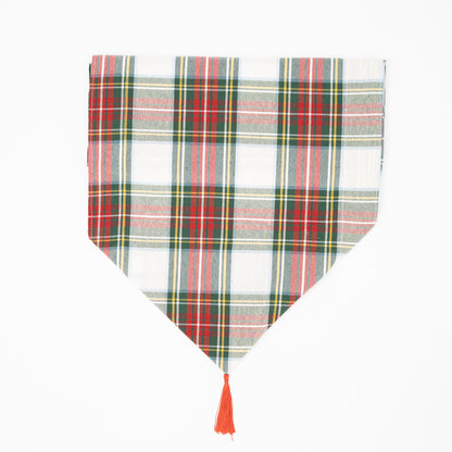 Pointed Tartan cotton runner with tassel