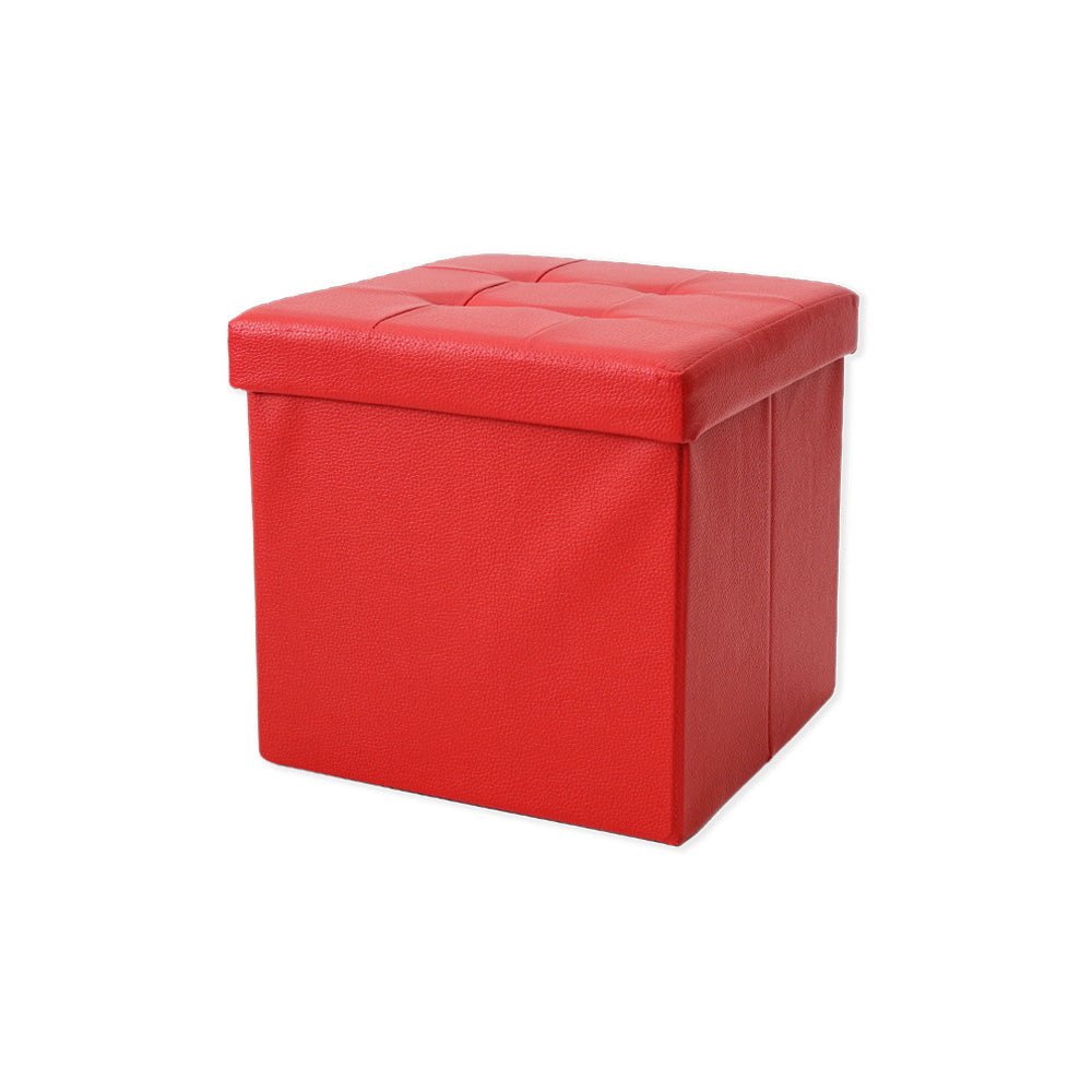 Pouf Contenitore Ecopelle Rosso